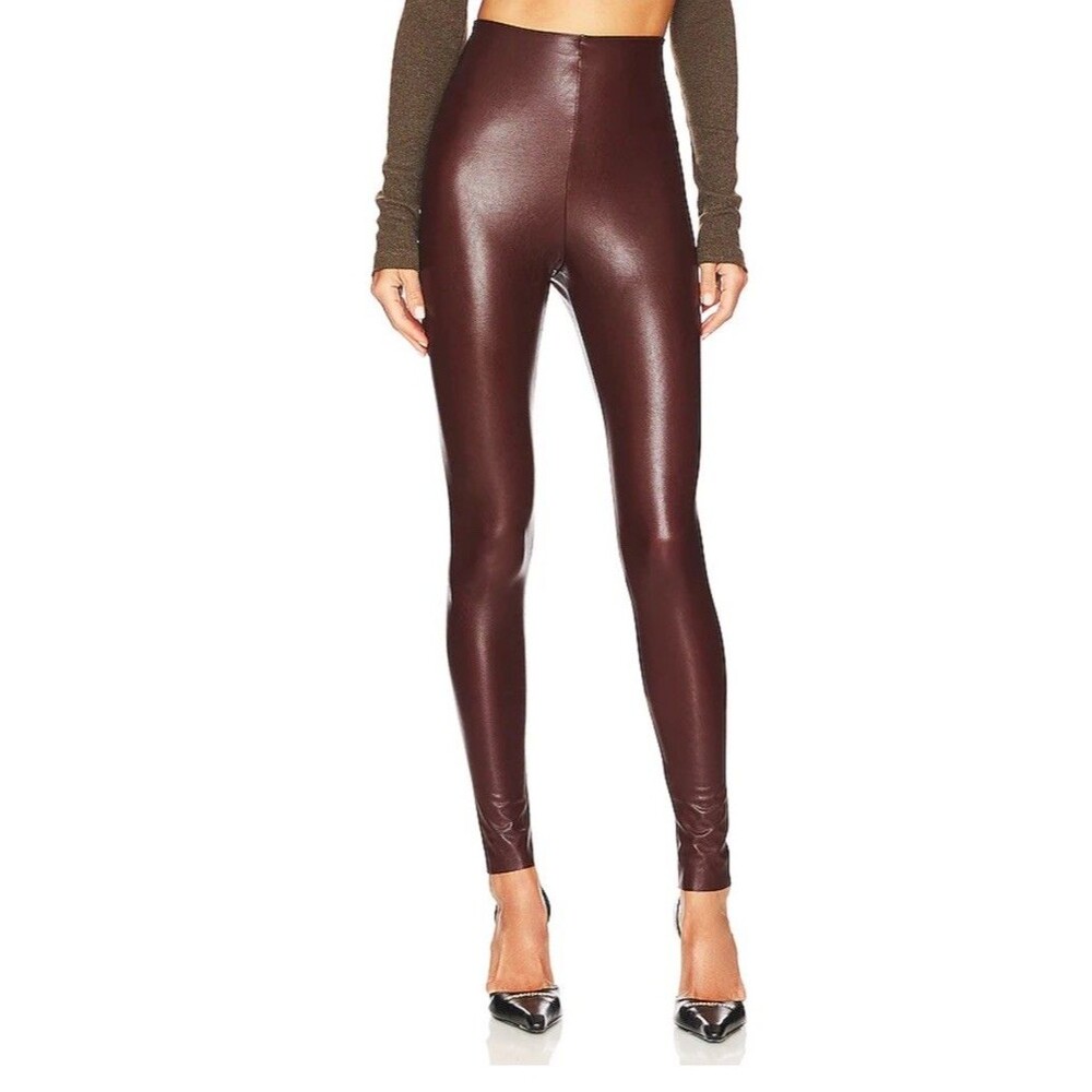 Commando Faux Leather Leggings Oxblood Women’s Size L High Rise Pull On NWT